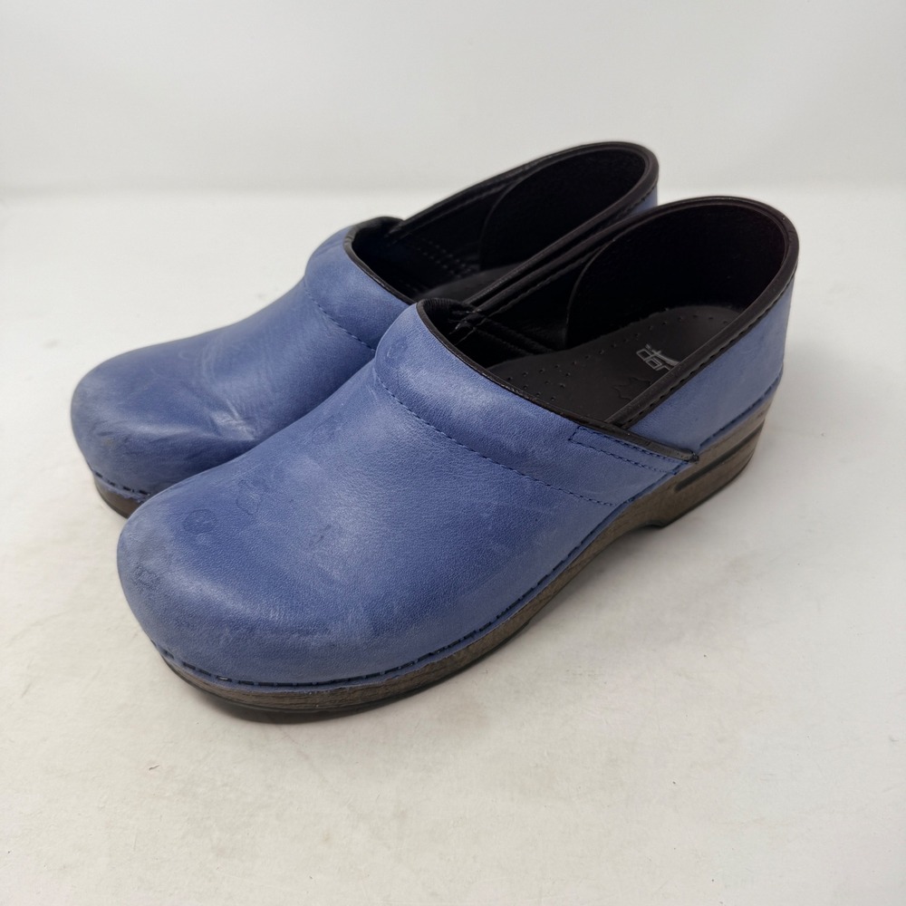Dansko Periwinkle Leather Slip-On Clogs